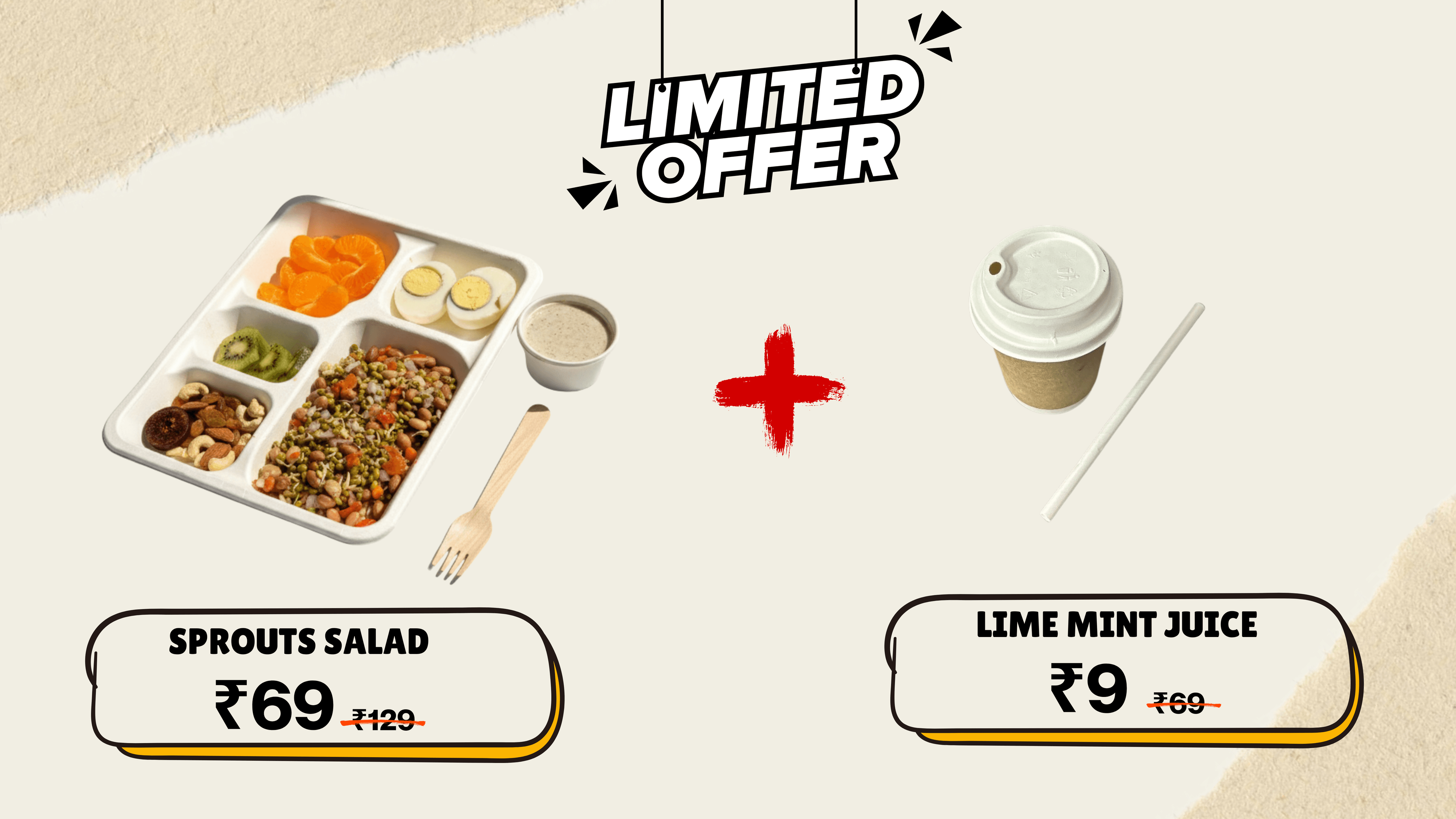 Greezo offer Limited offer - Sprouts salad ₹69 plus lime mint juice ₹9